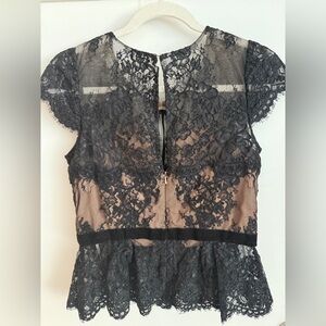 Marchesa Notte Black Lace Blouse